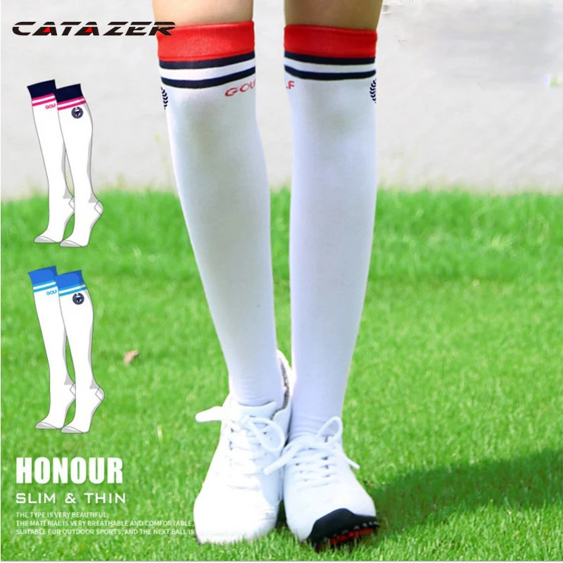 

Golf Socks Women High Thin Soft Breathable Thight Stocking Sport Socks Legging for Golf Tennis Fitness Bicycle Catazer