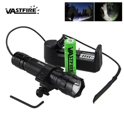 Tactical 501B 5000lm Led Weapon Gun Light White Hunting Flashlight+Rifle Scope Airsoft Mount+Remote Switch+18650+Charger