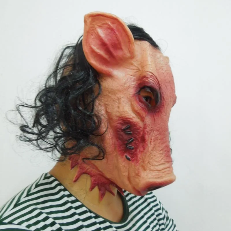 Novelty Horror Pig Mask With Hair Pig Mask Spoof Horror Hood Children Adult Practical Jokes Toys