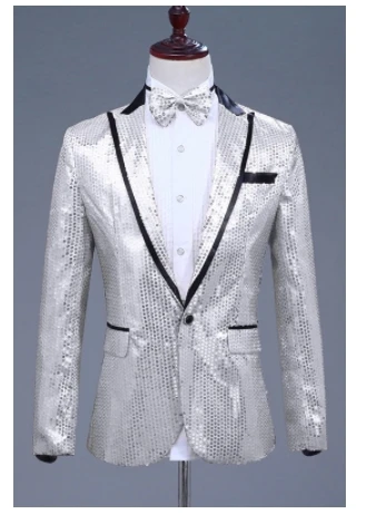 Heren sprankelende gouden pailletten blazer jas 7-kleuren nachtclubzangeres gastheer podiumvoorstelling studio bruiloft show kostuumkleding