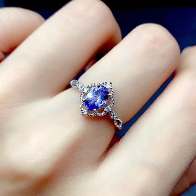 

CoLife Jewelry Vintage Silver Tanzanite Ring 5mm*7mm Natural Tanzanite Ring for Engagement 925 Silver Tanzanite Jewelry