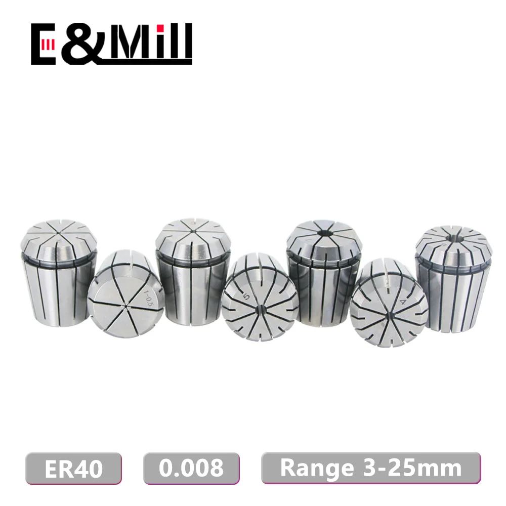 1PCS High Precision ER40 3~26mm 28/30/32mm 0.008 ER Spring Collet Chuck For CNC Milling Tool Holder Engraving Machine Lathe Mill