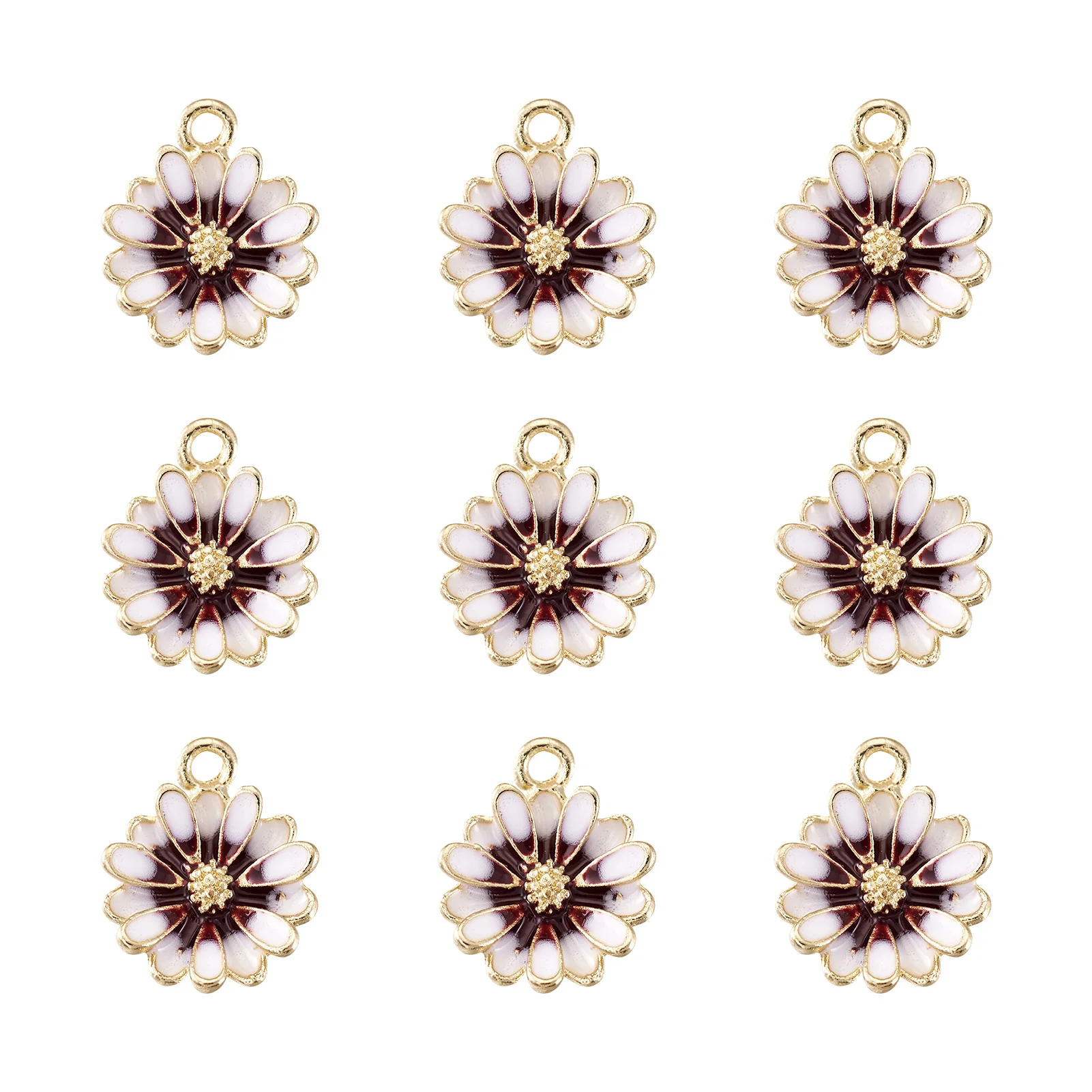 10Pcs Alloy Enamel Sakura Flower Pendant Charms For DIY Earring Dangle Necklace Findings Jewelry Making Accessories