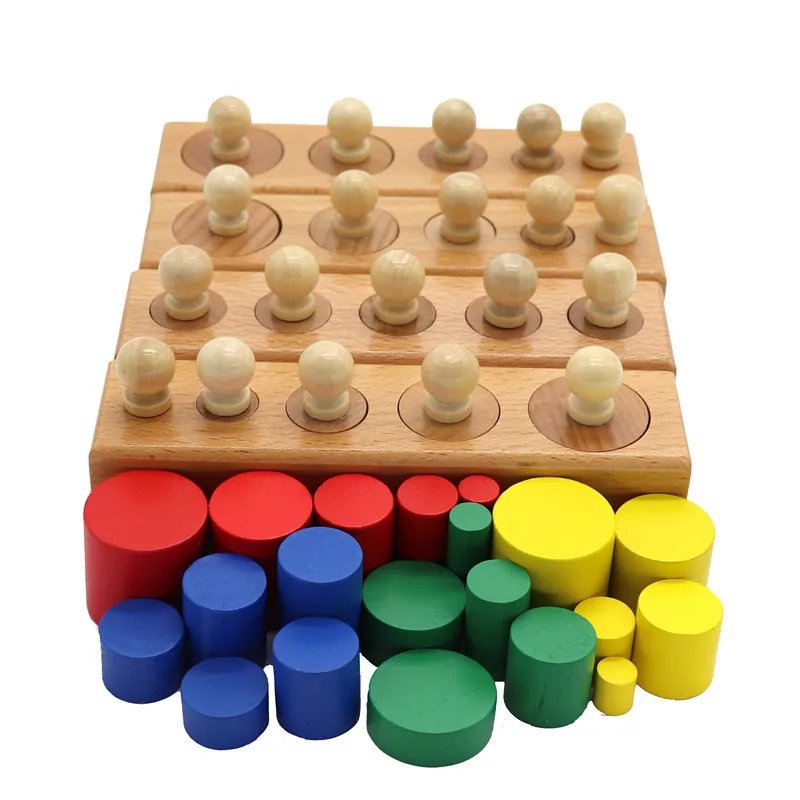 Montessori Educational Baby Wooden Toys Colorful Socket Cylinder Block Set For Children Educational Preschool Early Learning Toy