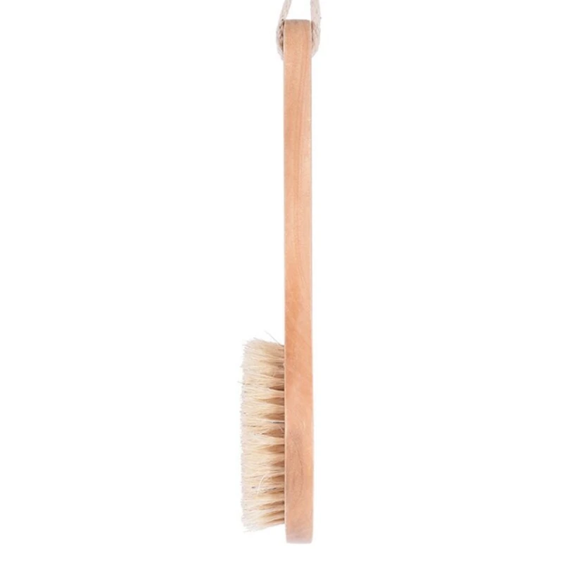 20x8cm Long Natural Wooden handle Bristle Body Brush Massager Soft Brushes Wood Bath Shower Back Spa Scrubber A216115