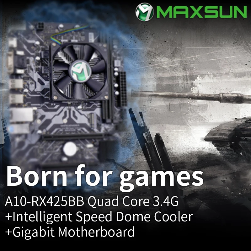 MAXSUN Motherboard A10 Quad Core Super Onboard AMD CPU RX452BB Nuclear Display DDR3 SATA3 With Radiator Computer Components