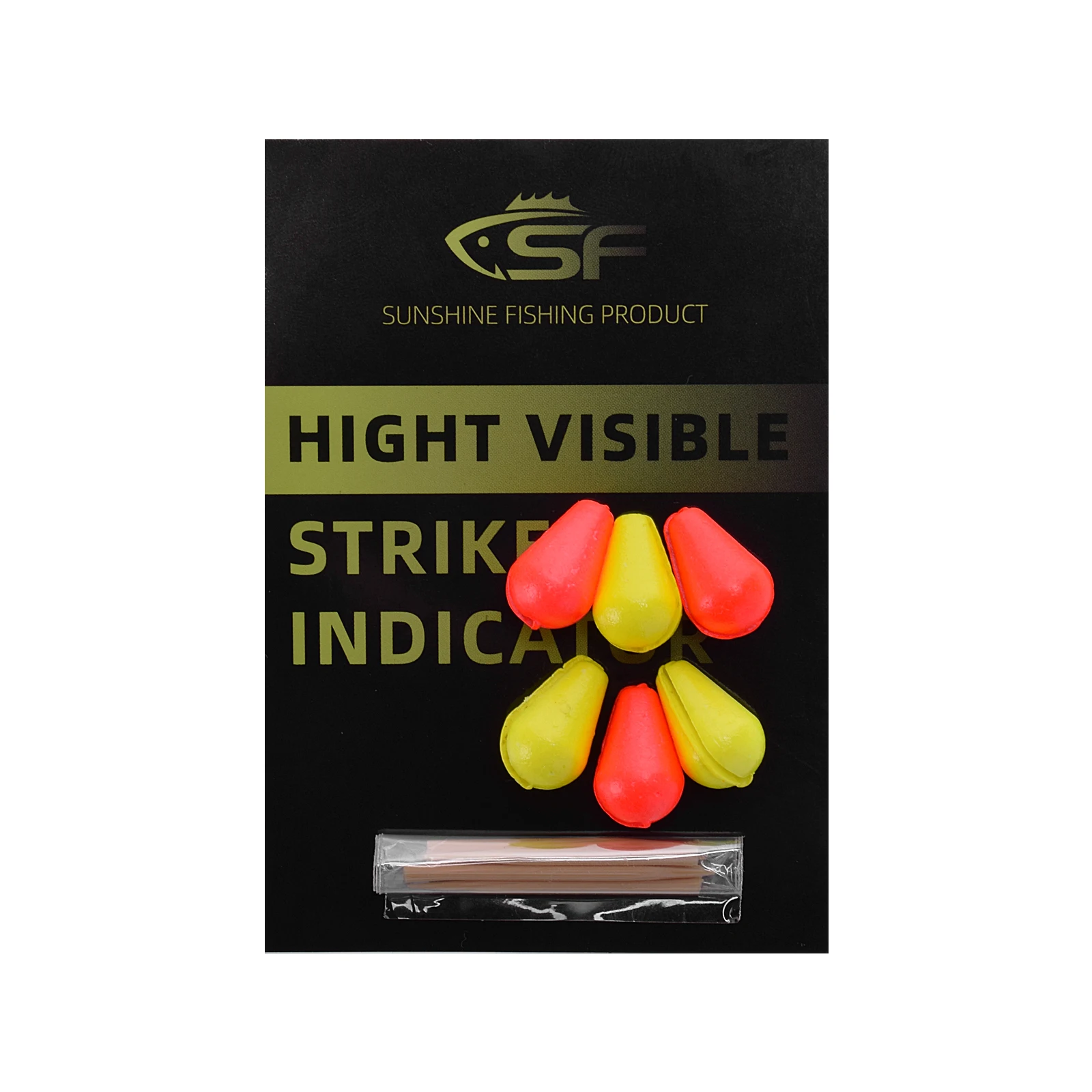 SF 6Pcs Fly Fishing Teardrop Strike Indicators Fluorescent Yellow Red Tooth Pick (3 Yellow 3 Red)