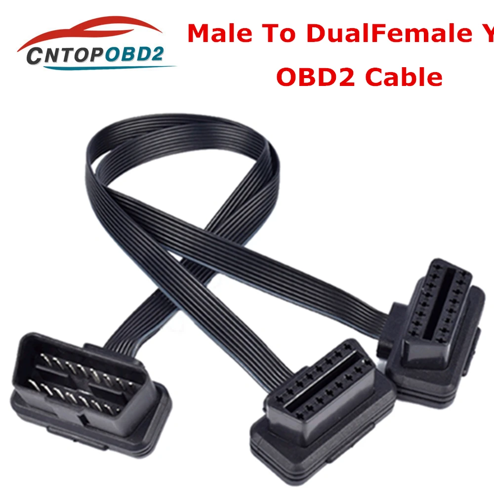 

OBDII 16Pin ELM327 Male To Dual Female Y Splitter Elbow Extension Connector OBD2 For Fiat Double Diagnostic Cable same as noodle