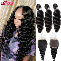 Aadt-Bundles Deep Wave avec fermeture à lacet HD, extension de tissage de cheveux humains uniquement, 4x4, 5x5, 6x6, 30 pouces