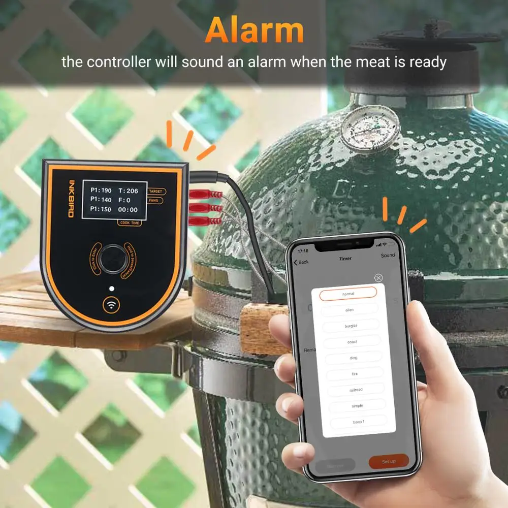 Imagem -04 - Inkbird Isc007bw Controlador de Temperatura do Forno Wifi bt Conectar para o Ovo Verde Grande Kamado Joe Weber Primo Resistente a 120v220v