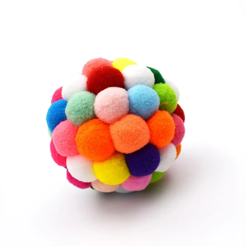 2pcs Hot Sale Pet Cat Ball Toy Colorful Handmade Bells Bouncy Balls Built-In Catnip Interactive Toy Home Pet Cat Supplies