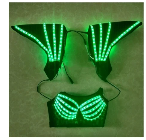 Colorful LED bra shoulder costumes suit clothes luminous vest light ballroom dancing dj disco party event supply battery