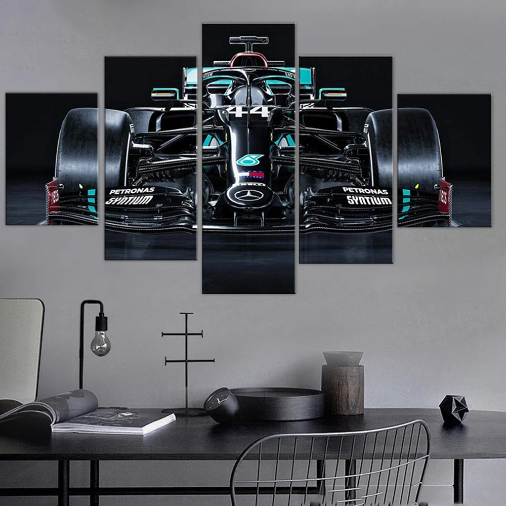 No Framed Canvas 5Pcs AMG Formula 1 W11 Sports Car Wall Art Posters Pictures Paintings Home Decor for Living Room Decorations