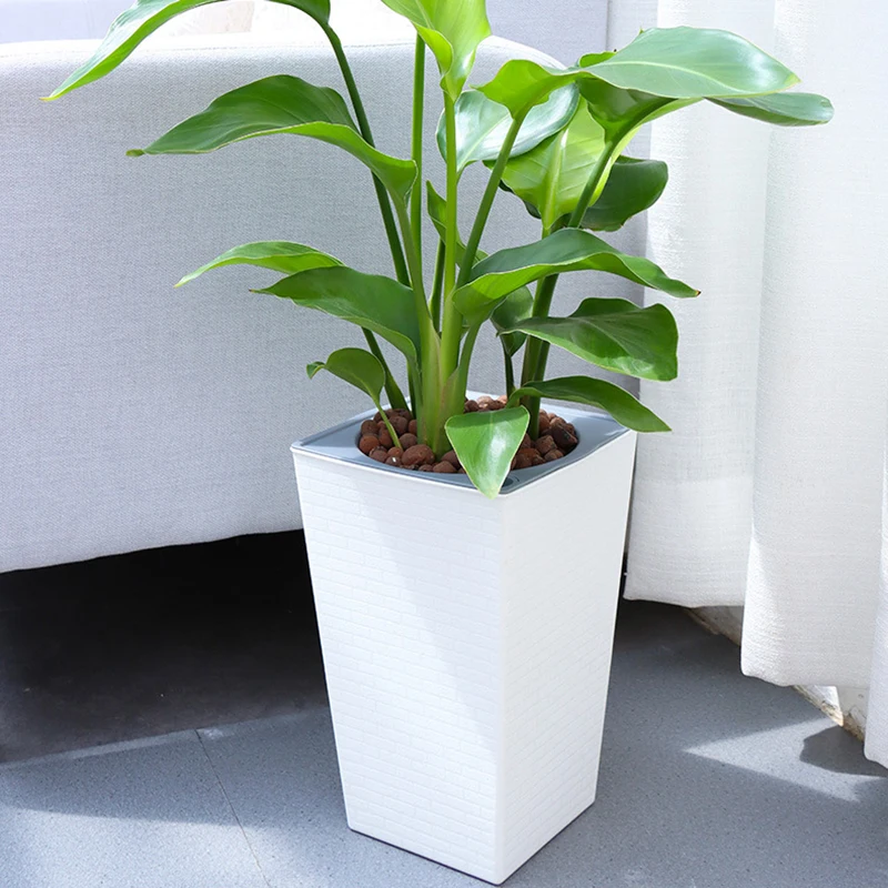 Brick Pattern Flowerpot Imitation Metal Plastic Flower Pot Square And Tall Type For Gardening Potted Plants Cachepot for Flowers
