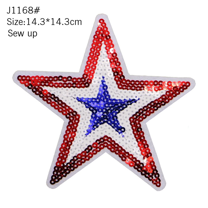 Star Embroidery Patch Towel Sequin Sewing Iron Badge Gold And Silver Red Black Blue Pink Clothes DIY Decal Process Decoration