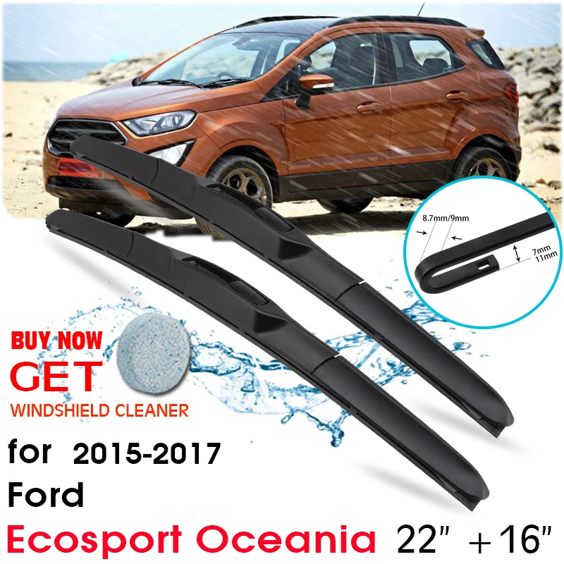 

Car Front Window Windshield Rubber Silicon Refill Wiper For Ford Ecosport Oceania 2015-2017 LHD / RHD 22"+16" Car Accessories