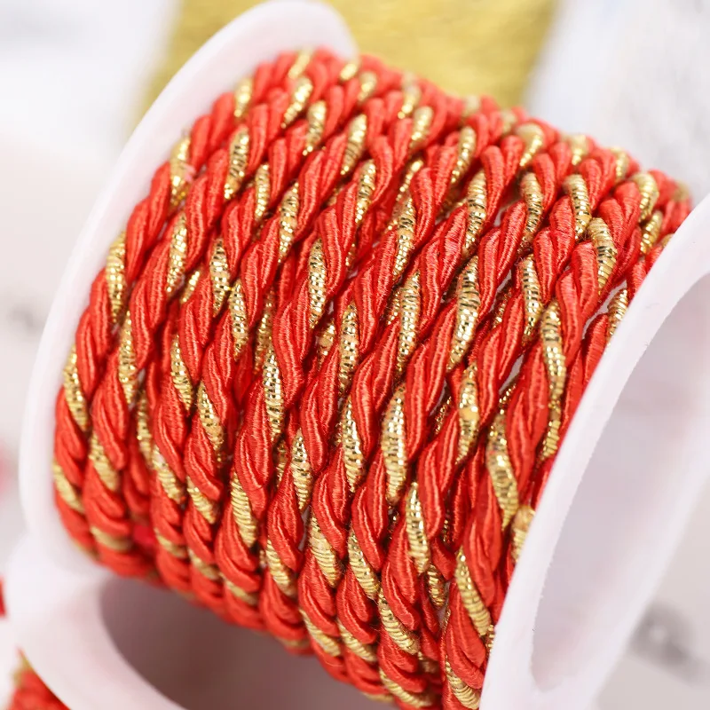 3M/Roll Gold Thread Bleached Tag Cords Wedding Birthday Party Decorations Rope DIY Craft Supplies Gift Wrapping Rope Hang 3MM