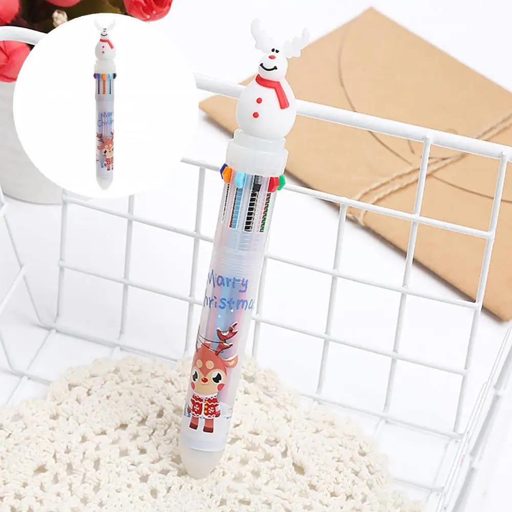 

Stationery Pen Eco-friendly 10 Colors Christmas Tree Rollerball Pen Legible Handwriting Oily Ink Gel Pen