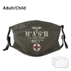 Mash ( Distressed Design ) Funny Print Reusable Pm2.5 Filter Face Mask Mash 4077 4077Th Mash 4077 Hawkeye Kinger Alan Alda War