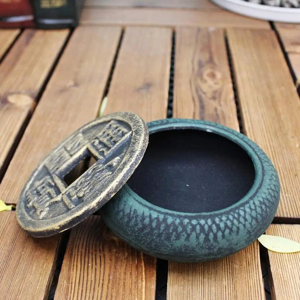 Creative Nostalgic Personality with Lid Storage Tank Home Decoration Retro Cast Iron Ornaments Ancient Coins Ashtray Ashtray