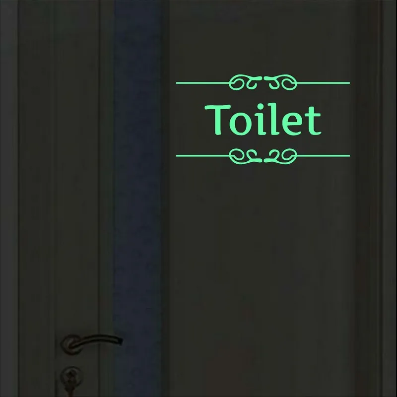 Glow in the Dark Toilet Sign Sticker WC Restroom Washroom Bathroom Entrance Door Wall Decal Hotel Shop Public Lavatory Indicator