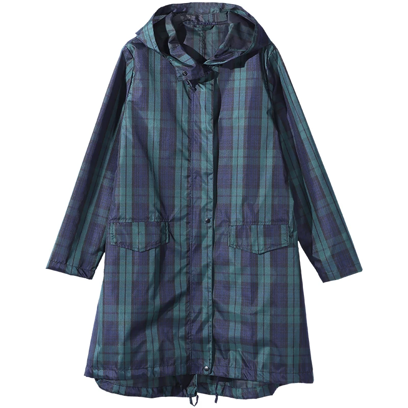 Fashion classic Plaid men\'s and women\'s adult windbreaker raincoat South Korea Japan tide protection antifouling rainproof long