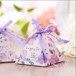 Gift Box Event Party Candy Box Floral Ribbon and Card Wedding Favors And Gifts Baby Shower Candy Boxes