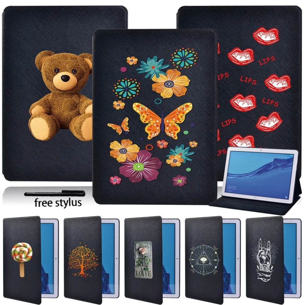 

Tablet Case For HUAWEI MediaPad T3 8.0 / T3 10 9.6" / T5 10 10.1" -Tablet Lightweight Hard Shell Pu Leather Smart Cover Case