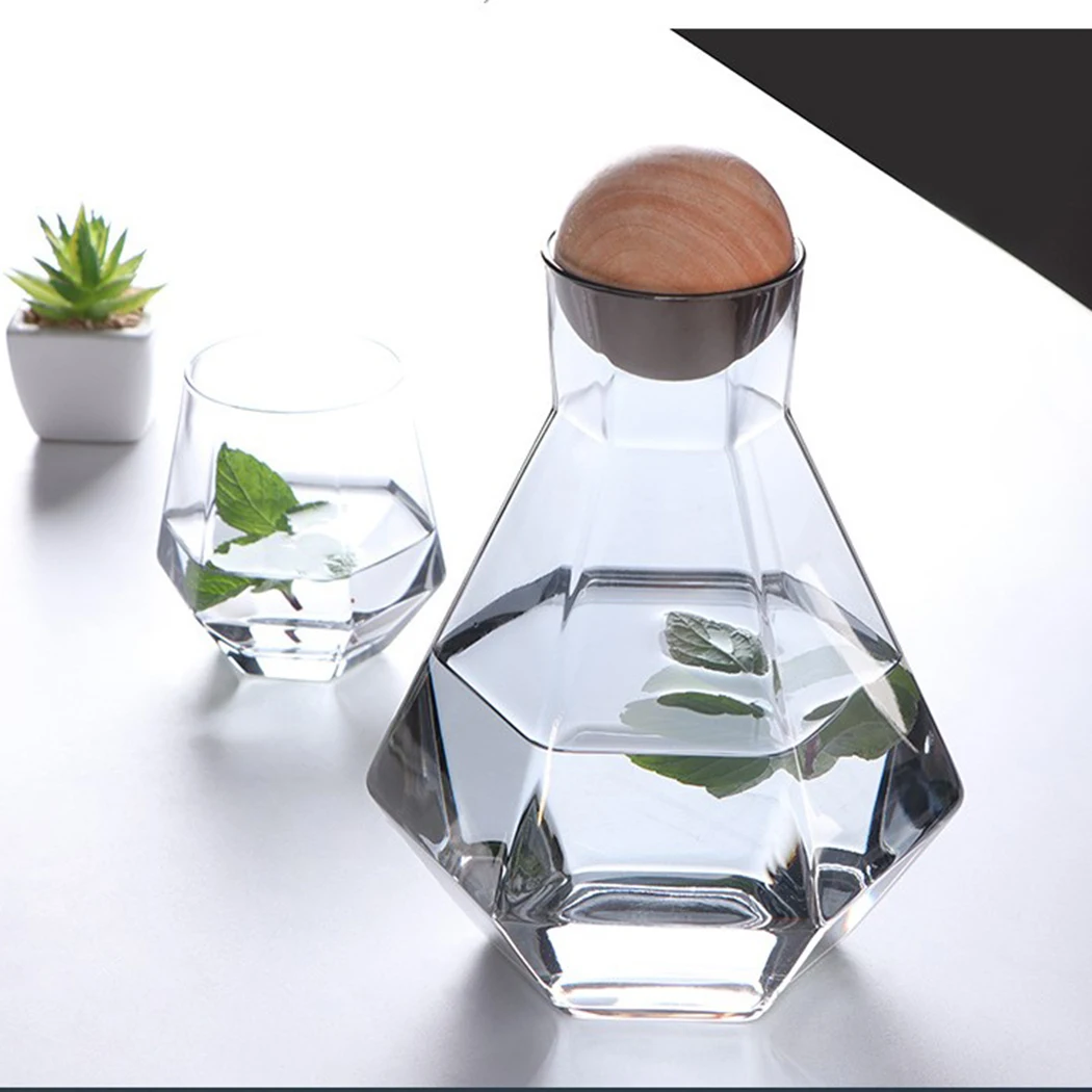 1200ml 1400ml Glass Water Jug Kettle Tea Pot Water Pots Creativity Irregular Cold Water Kettle With Wooden Ball Juice Carafe