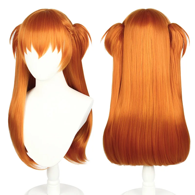 L-email wig Synthetic Hair Asuka Langley Soryu Cosplay Wig 60cm Long Orange Women Asuka Langley Soryu Wig Heat Resistant Wigs