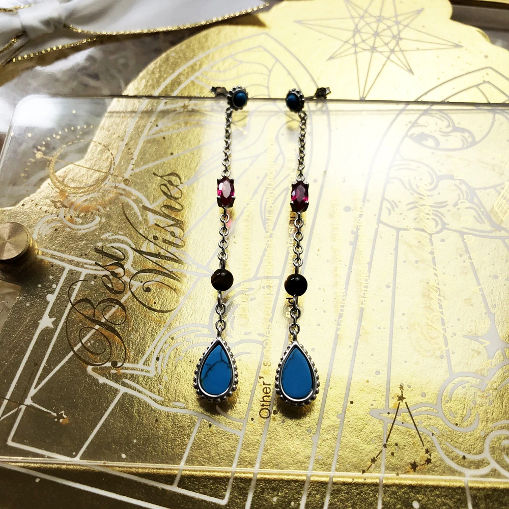 Ohrringe, Riviera-Farben, Wassertropfen, Europa, Glück, edler Schmuck für Frauen, Herbst, brandneues Türkis-Sterlingsilber 925, Geschenk – Detail 6