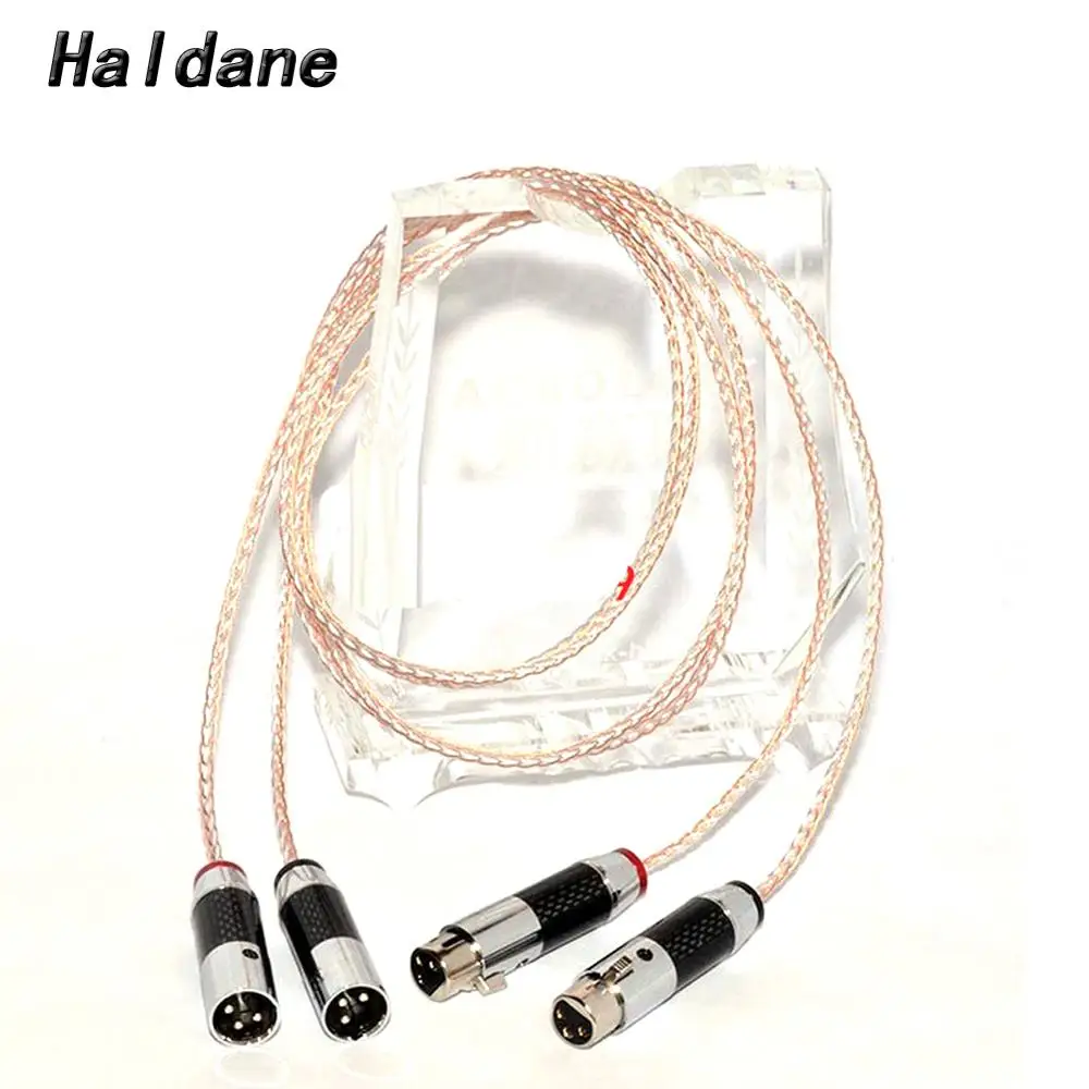 Haldane Hi-End Single Crystal Copper Silver Mixed Speaker Cable 8+8 cores 3pins XLR Balanced Audio Cable with Carbon Fibe XLR