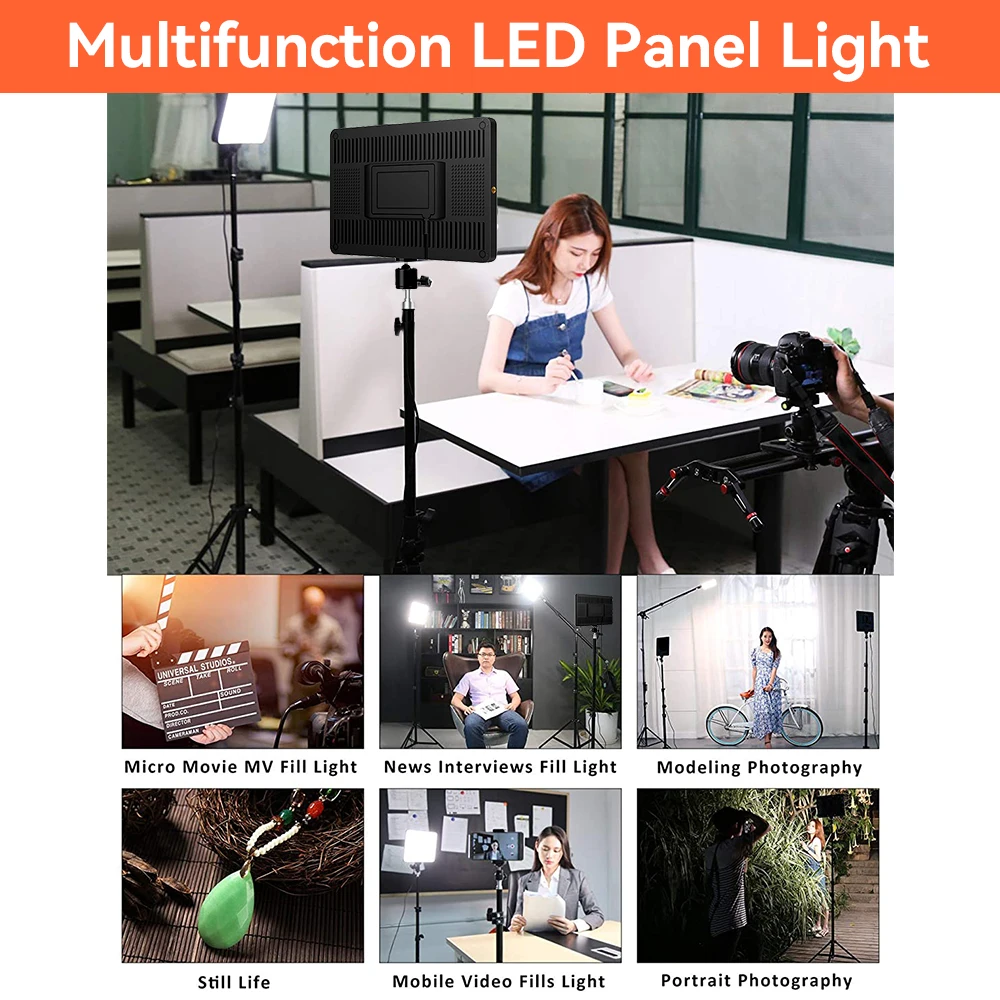 Luz de vídeo led com tripé profissional suporte de controle remoto pode ser escurecido painel de iluminação studio photo live streaming fill-in lâmpada