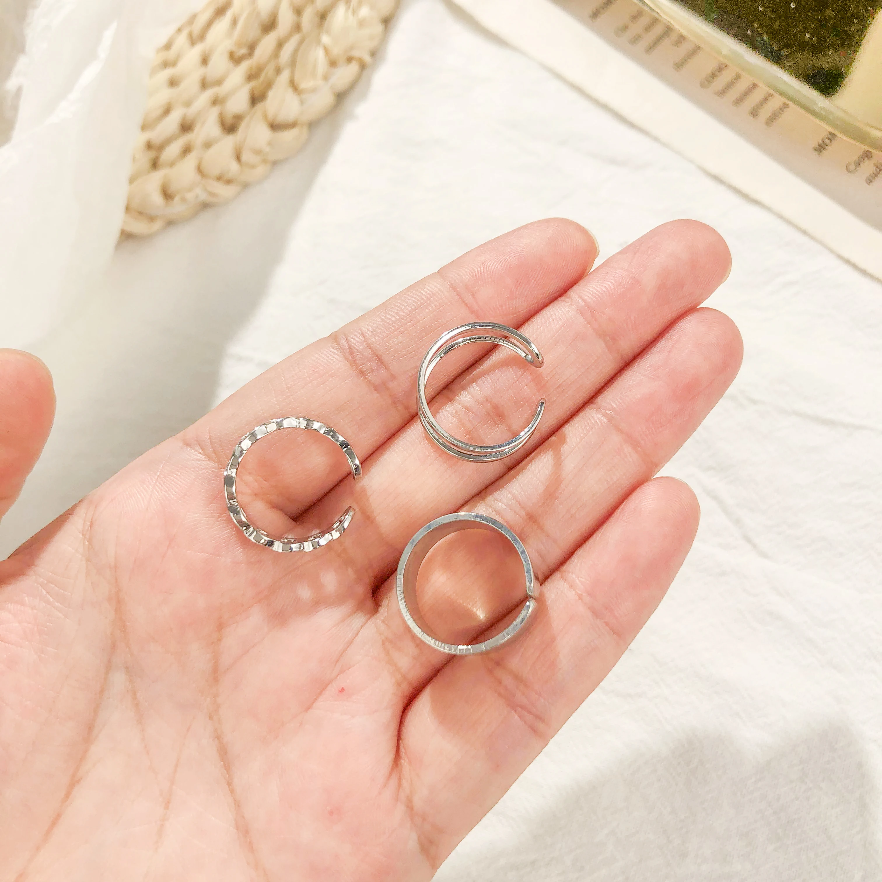 Original Design Silver Color Round Hollow Geometric Rings Set For Women Fashion Hip Hop Punk Open Ring Joint Ring Female Jewelry