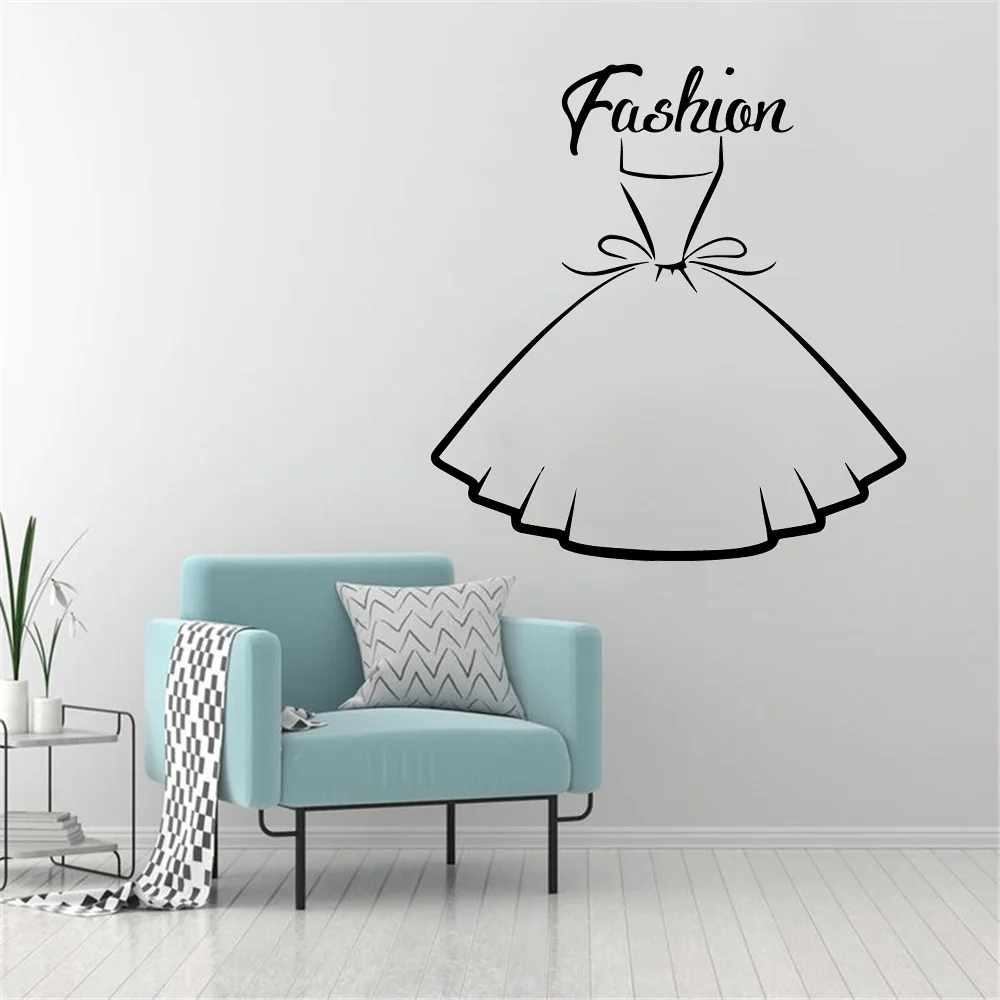 Exquisite Fashion Dress Home Furnishing Decorative Wall Sticker For Dress Store Wall Decor Decals Murals Girl Bedroom Stickers