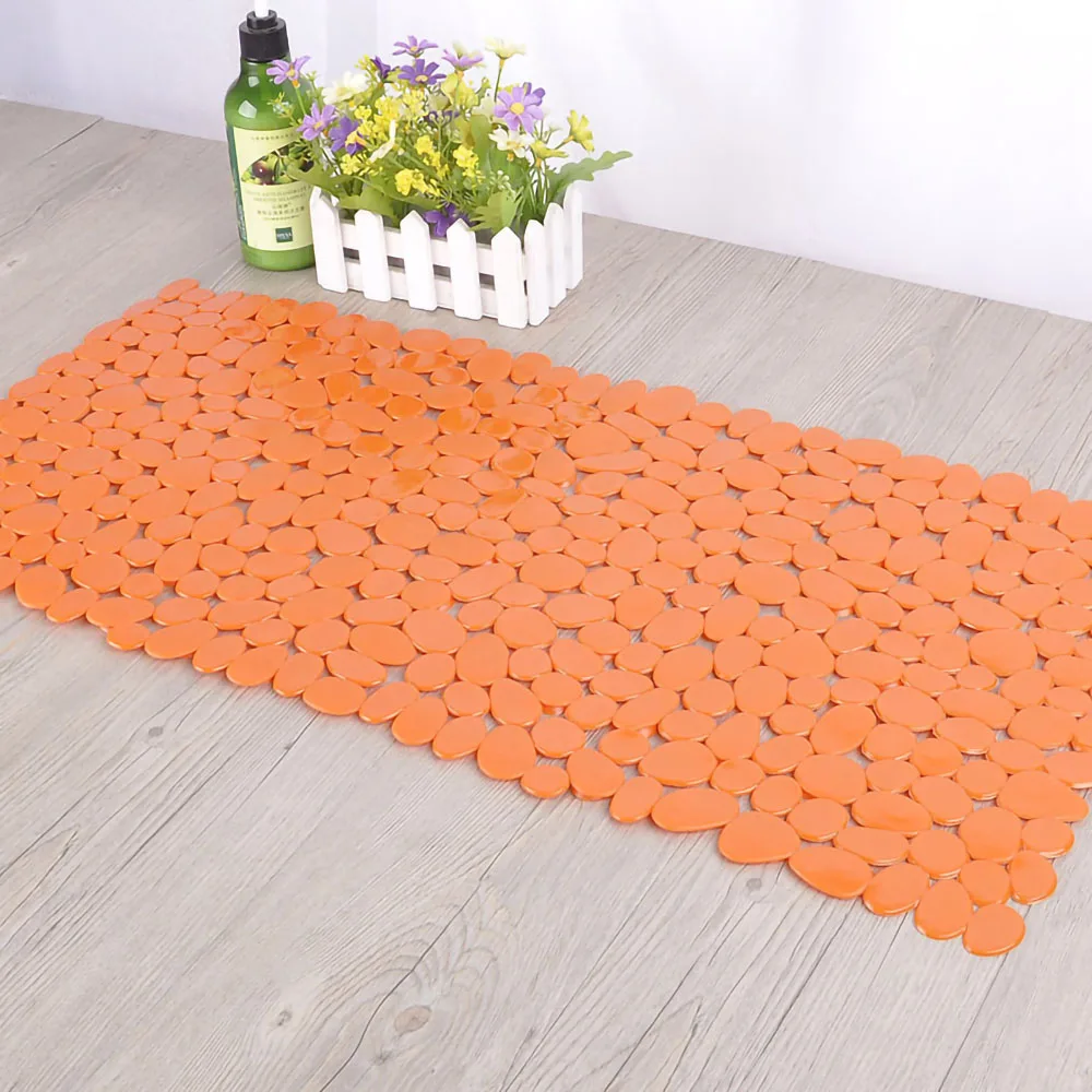 70cm*36cm Cobblestone Bathroom Non-slip Floor Mat PVC Bathroom Bathing Massage Mat Rectangular Shower Imitation Stone Floor Mat