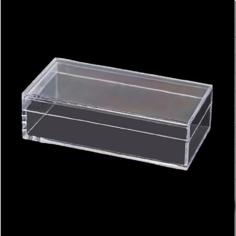 10 Pcs Home Organizer Square Acrylic Box With Cover Packing Box Crystal Clay Transparent Plastic Pen Storage Box Food