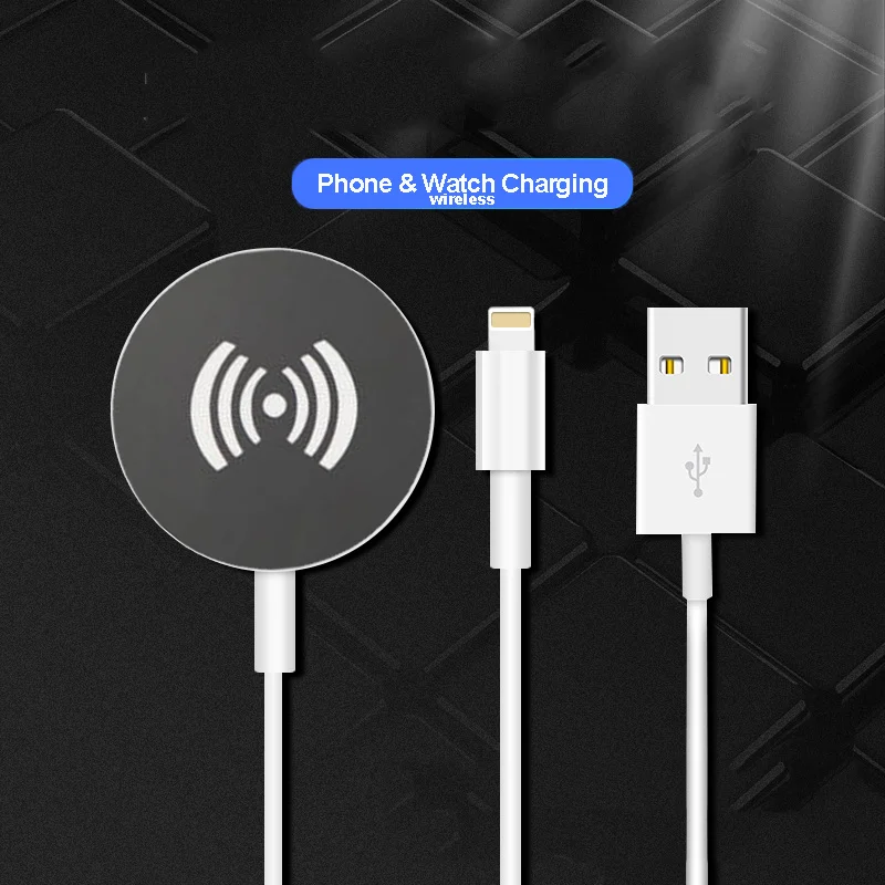 

Cable for Apple Watch Charger 2 in 1 USB QI Wireless Charging Station for iphone 12 pro max plus 6 7 8 9 10/iWatch 3 4 5 6 SE