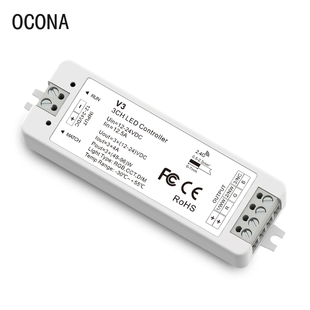 RF 2.4G RGB LED Controller For LED Strip Light RGBW DC 12V~24V 4A/Channel High Power LED Tape Ribbon Dimmable Top Quality
