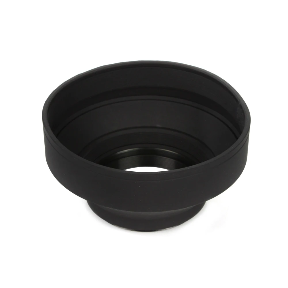 Pixco 49mm/52mm/55mm/58mm/62mm/67mm/72mm/77mm/82mm 3-Stage Collapsible 3in1 Rubber Lens Hood Suit for Canon Nikon Pentax Camera