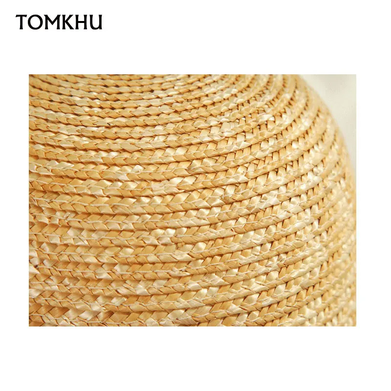 TOMKHU Sun Hats for Women Lady Equestrian Kentucky Derby Hats Visor New Straw Hat With Bow Summer Hat For Women Beach Caps