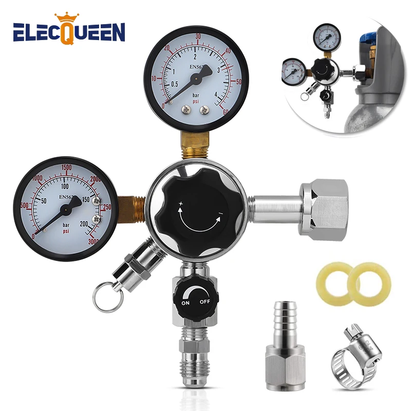 Co2 Pressure Regulator for Beer, CGA320 Quick Disconnect Keg Regulator with Independent Control Valve for Stable Carbonated beer