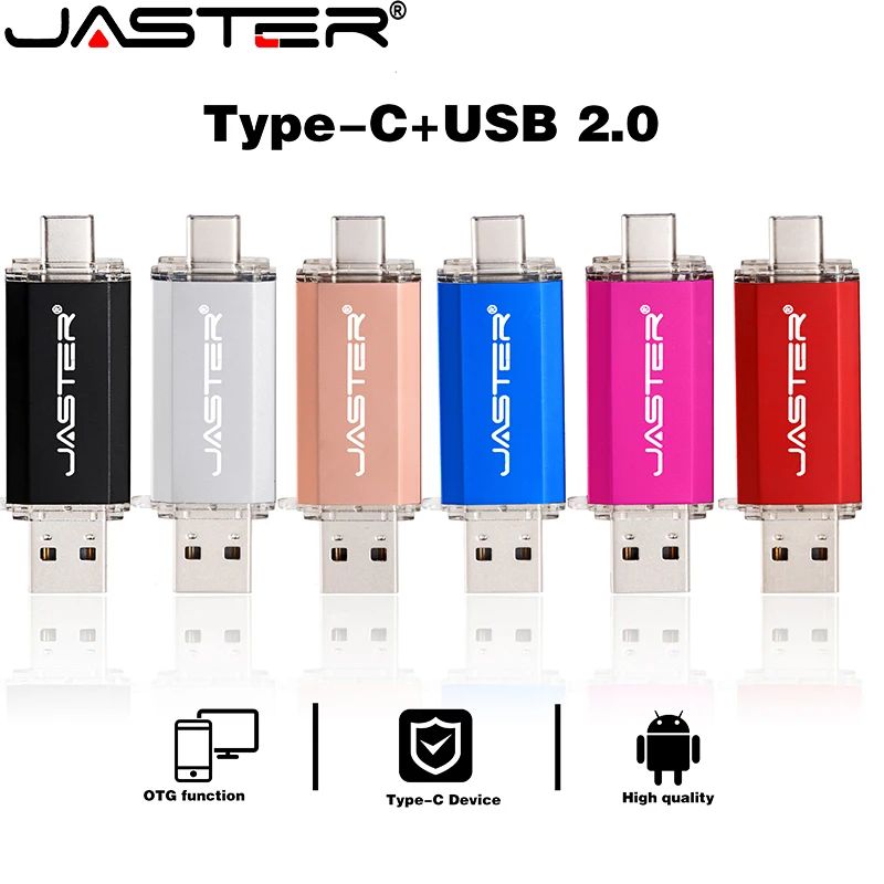 Jaster Type-c USB2.0 Plastic OTG P019 USB Driver USB Mini-Flash Driver Metal Gift 16Gb 32Gb