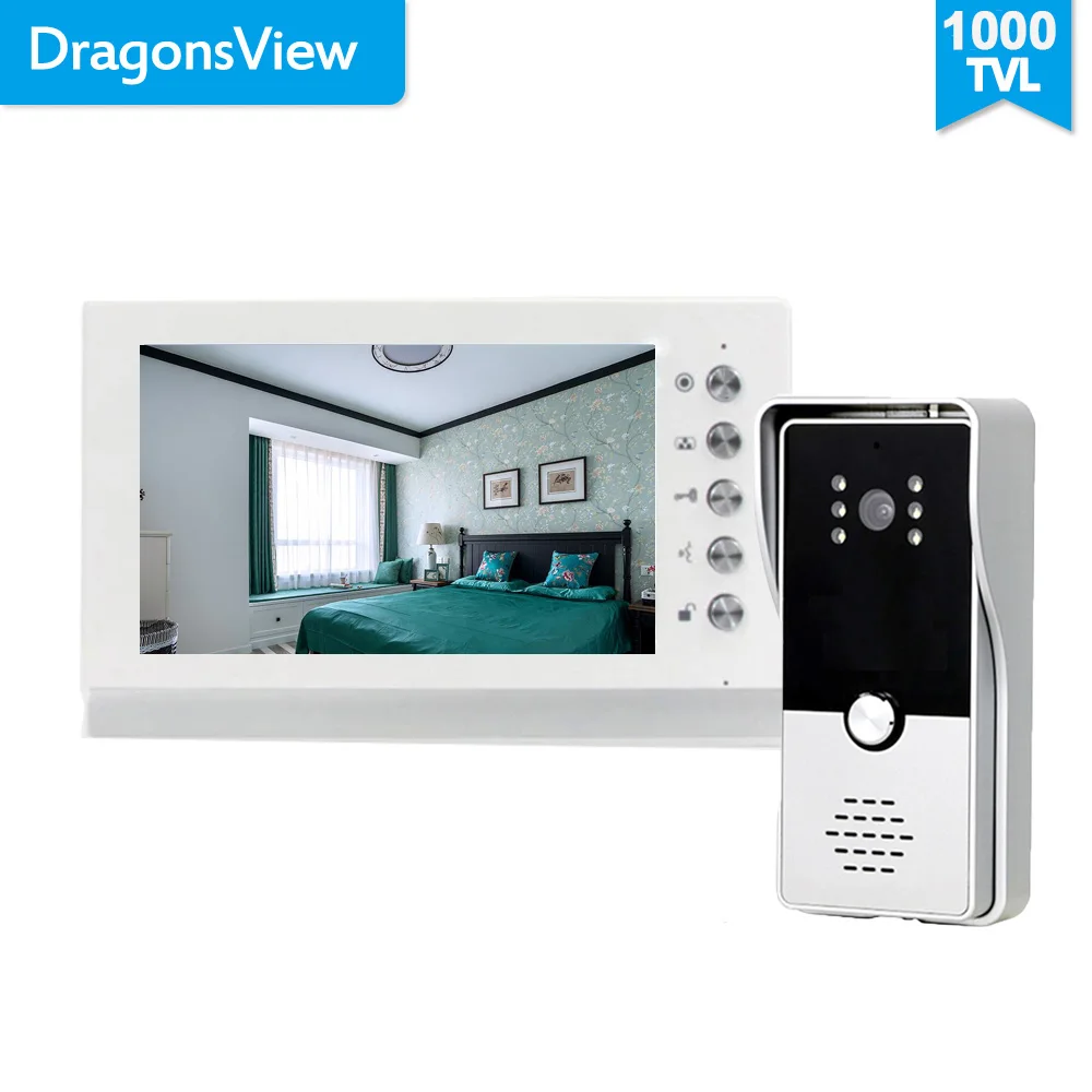 Dragonsview Videocitofono cablato da 7 pollici Monitor interno Telefono porta per sistema di controllo accessi porta Sblocco conversazione