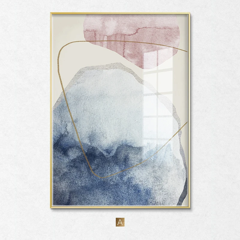 Abstract Blue watercolor Canvas Print Poster Artwork Wall Art Picture Print Canvas Painting For Home Living Room Decor