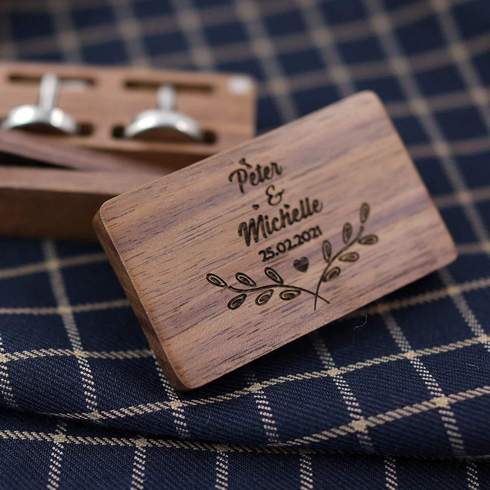 MAHOOSIVE Wood Cufflinks Wedding Groom  Shirt  For Mens  Cuff Link New Fashion Gift box Novelty Cufflinks Shirt Cuff Links