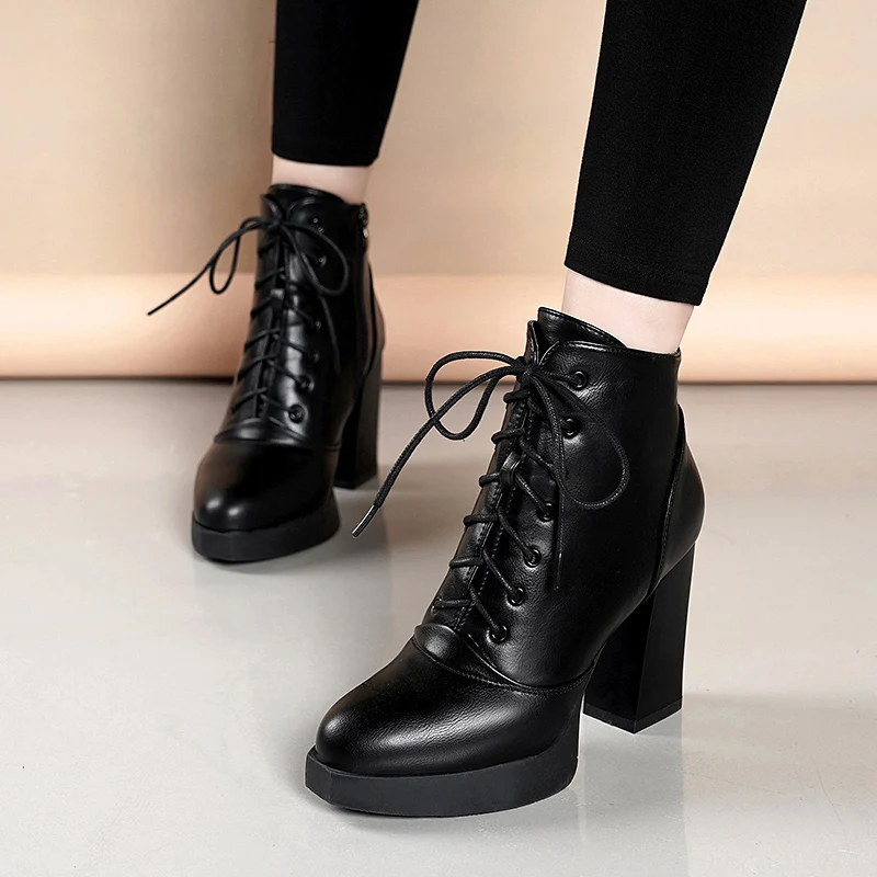 Winter warm New Arrival Fashion Shoes Women Boots Elasticated Patent Leather Ankle Boots Round head high Heel Boots Sexy Shoes