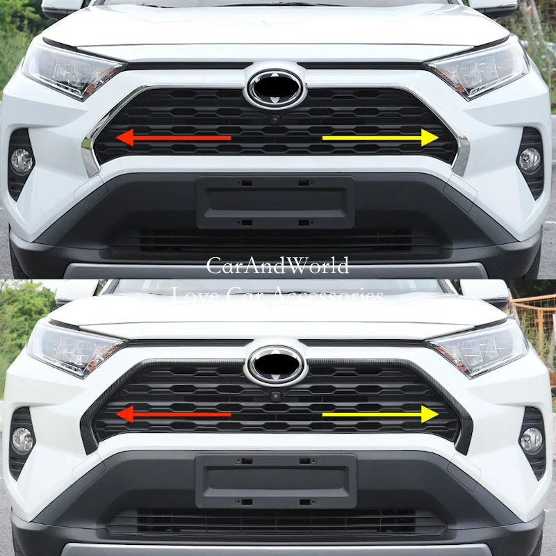 

ABS Chromed Car Front Grill Grille Bumper Decorative Cover Trims Strips For Toyota RAV4 XA50 2019-2025 Auto Styling Accessories