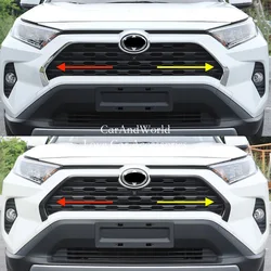 ABS Chromed Car Front Grill Grille Bumper Decorative Cover Trims Strips For Toyota RAV4 XA50 2019-2025 Auto Styling Accessories