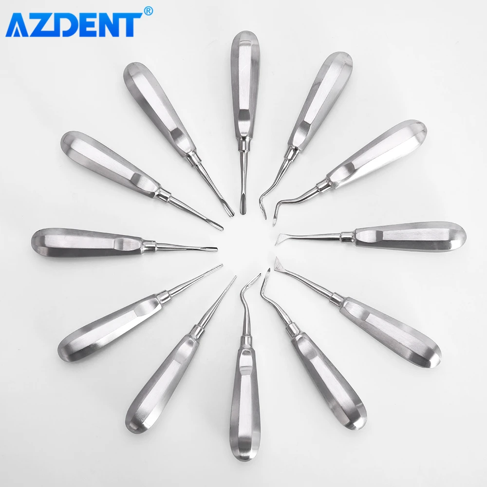 12PCS/Set Dental Elevator Medical Stainless Steel AZDENT Teeth Extraction Tools Kit Minimally Invasive Dentist Dentistry Tools